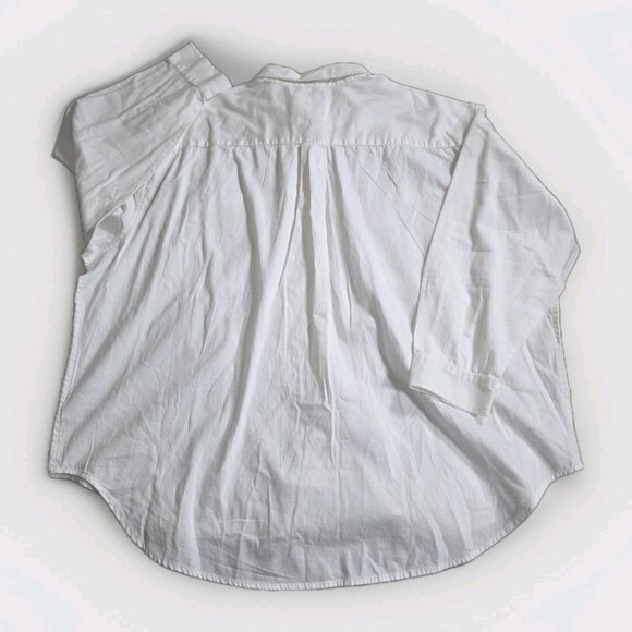 Aerie Oversized Shirt Women XXL Ivory LS Buttons Pockets Cotton Slouchy Top Boho - Picture 16 of 16